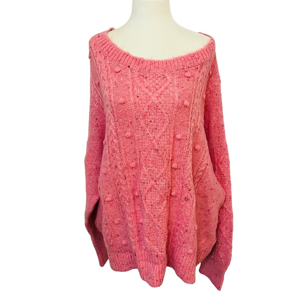 Old‎ Navy Womens Cable Knit Bobble Sweater Pink XXL Pullover Long Sleeve